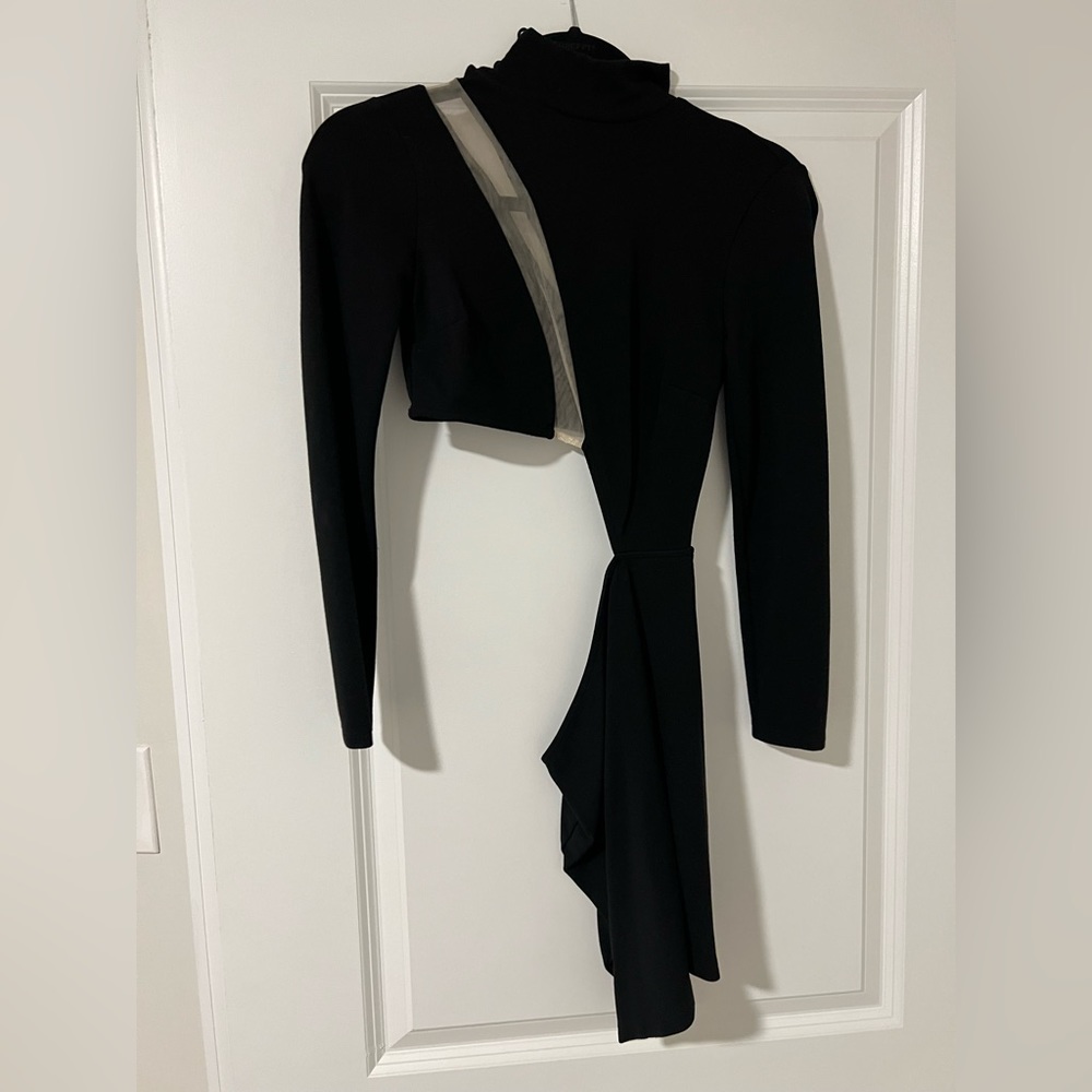 Black mini turtleneck dress